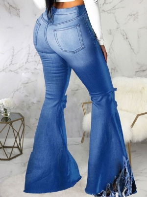 Plain Tassel Bellbottoms Slim Slim Jeans For Kvinner