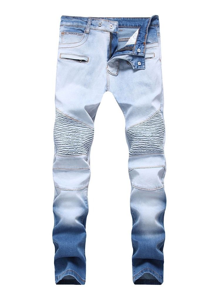 Plissert Rett Europeisk Midje Jeans For Menn