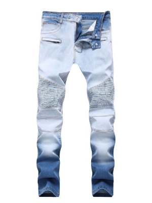 Plissert Rett Europeisk Midje Jeans For Menn