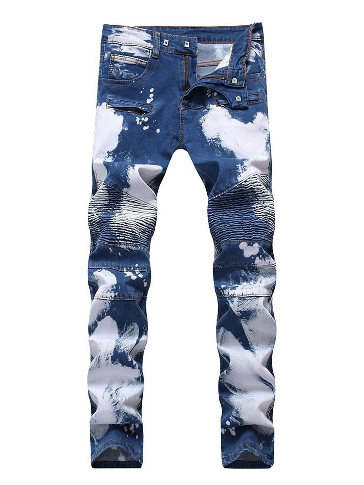 Plissert Rett Europeisk Midje Jeans For Menn