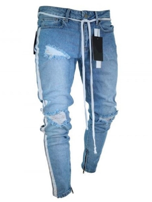 Pocket Mens Mid Waist Jeans