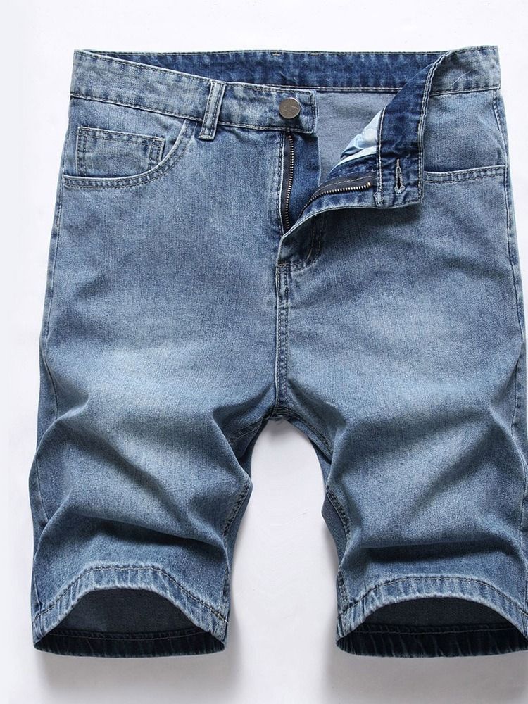 Pocket Straight Denim Shorts For Menn