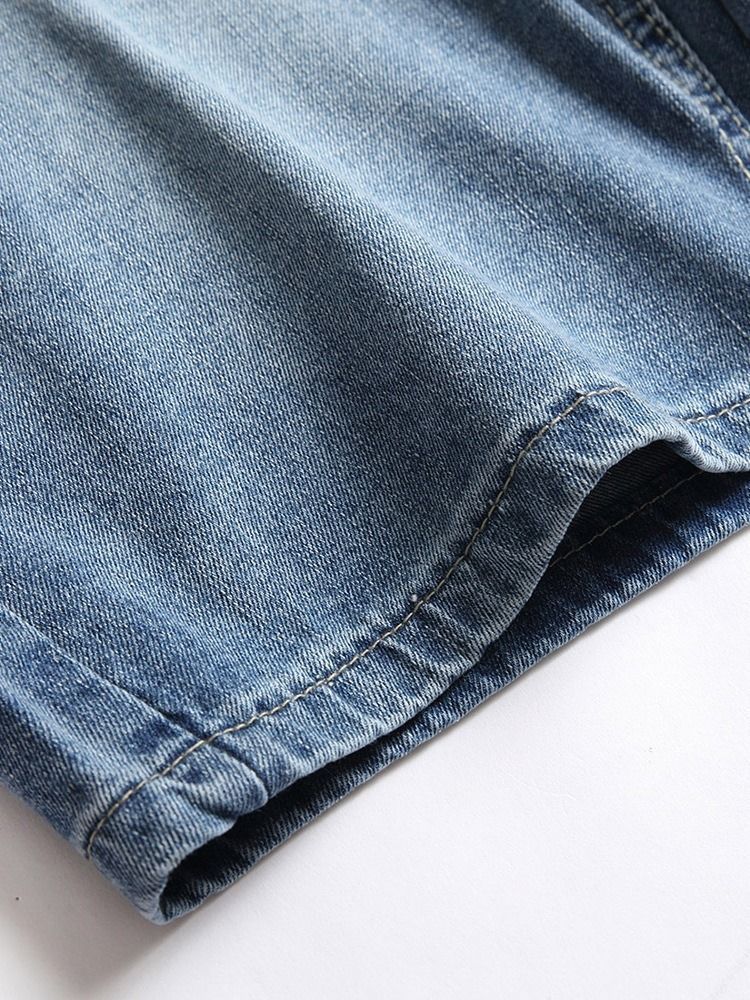 Pocket Straight Denim Shorts For Menn