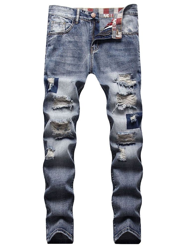 Pocket Straight Glidelås Herre Casual Jeans