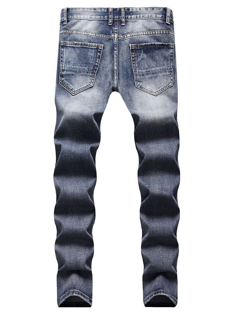 Pocket Straight Glidelås Herre Casual Jeans