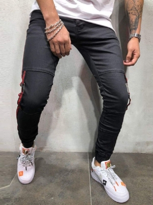 Pocket Thin Zipper Mens Casual Slim Jeans