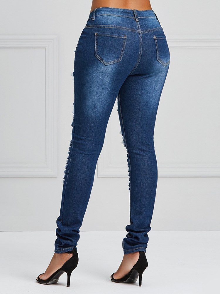 Ripped Skinny Stretchy Jeans For Kvinner