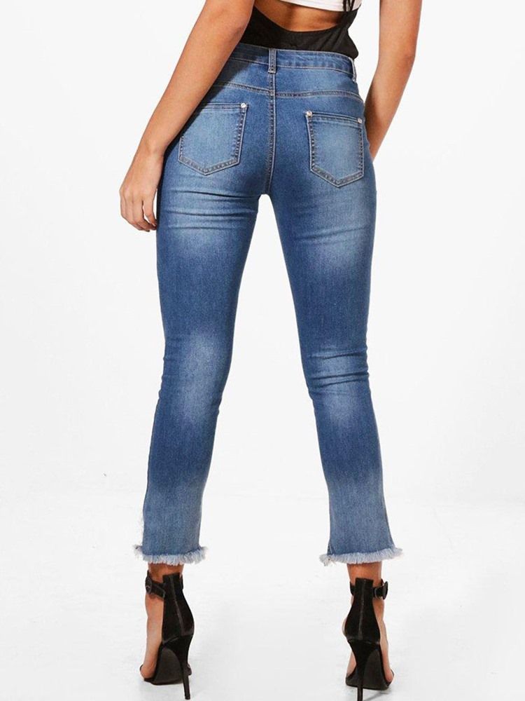 Skinny Denim Asymmetric Jeans For Kvinner