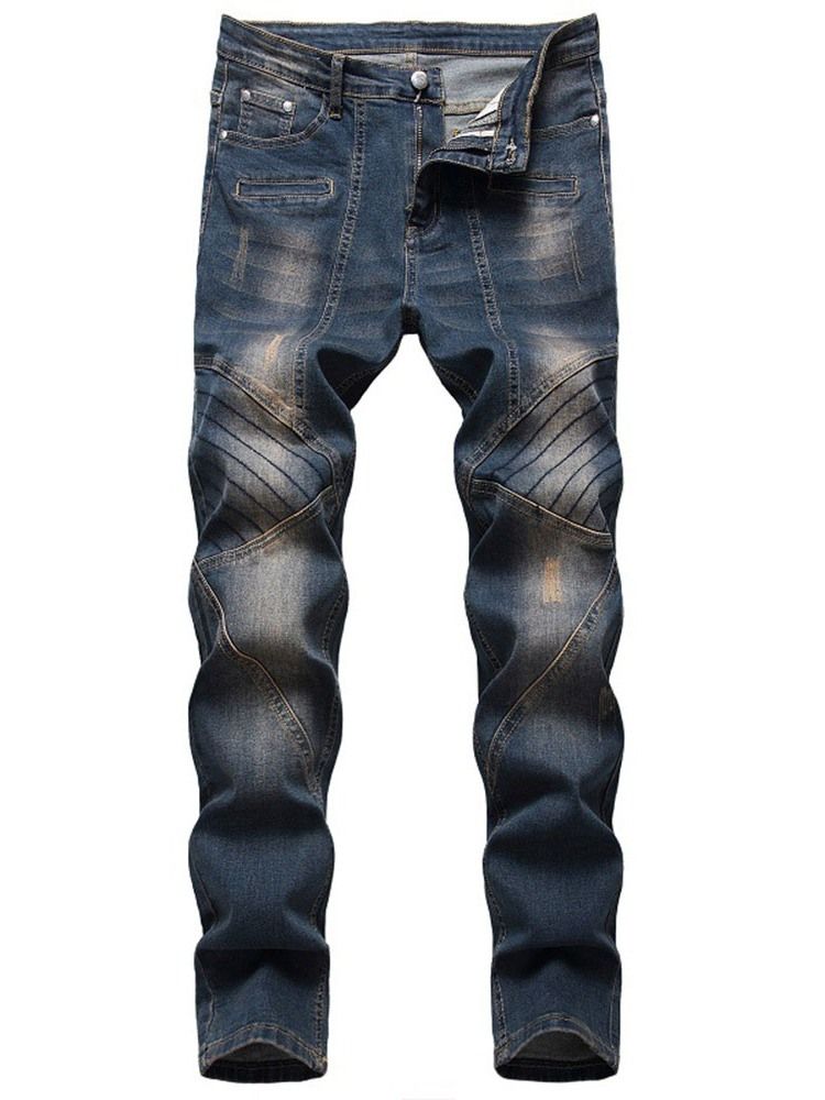 Slitasje Rett Europeisk Midje Jeans For Menn