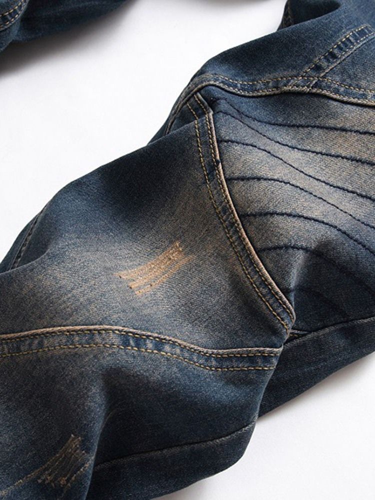 Slitasje Rett Europeisk Midje Jeans For Menn