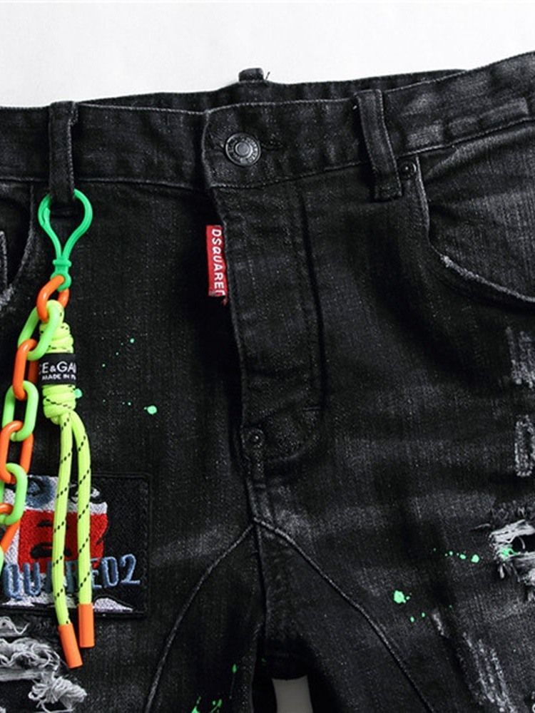 Straight Appliques For Menn European Button Jeans