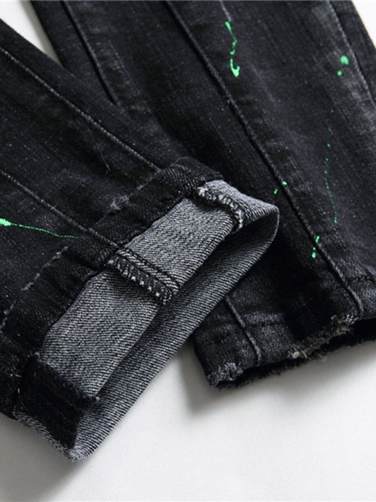 Straight Appliques For Menn European Button Jeans