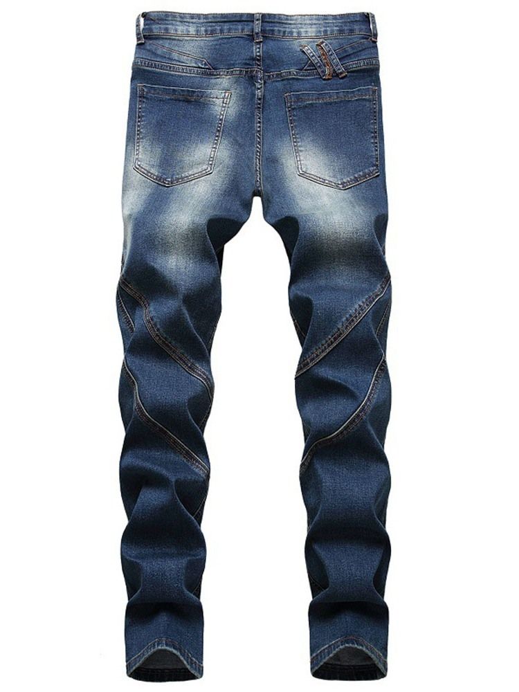 Straight Zipper Herre Mid Waist Jeans