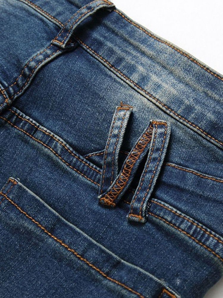 Straight Zipper Herre Mid Waist Jeans