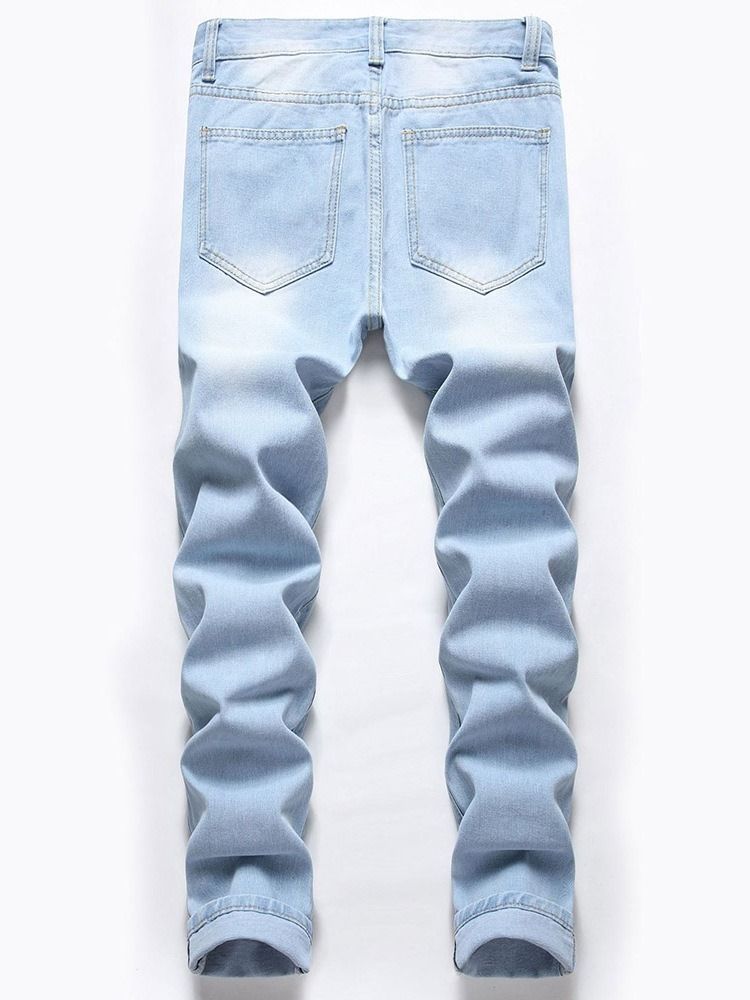 Straight Zipper Mid Waist Herre Jeans