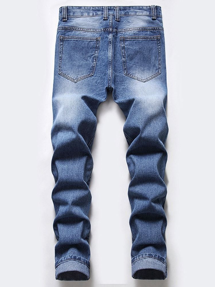 Straight Zipper Mid Waist Herre Jeans