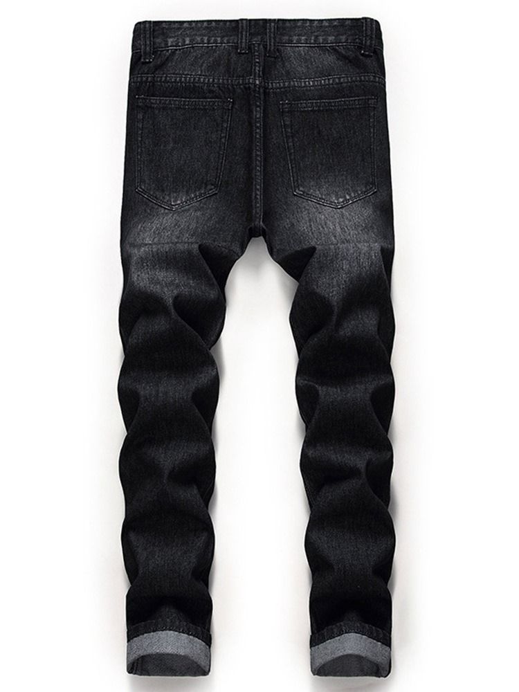 Straight Zipper Mid Waist Herre Jeans