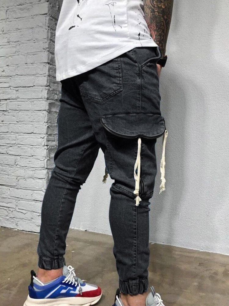 Thin Pencil Pants Pocket Zipper Korean Herre Jeans