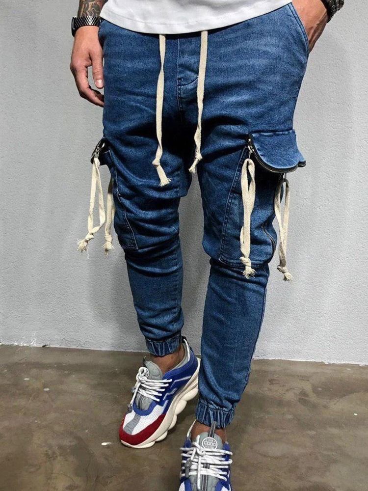 Thin Pencil Pants Pocket Zipper Korean Herre Jeans