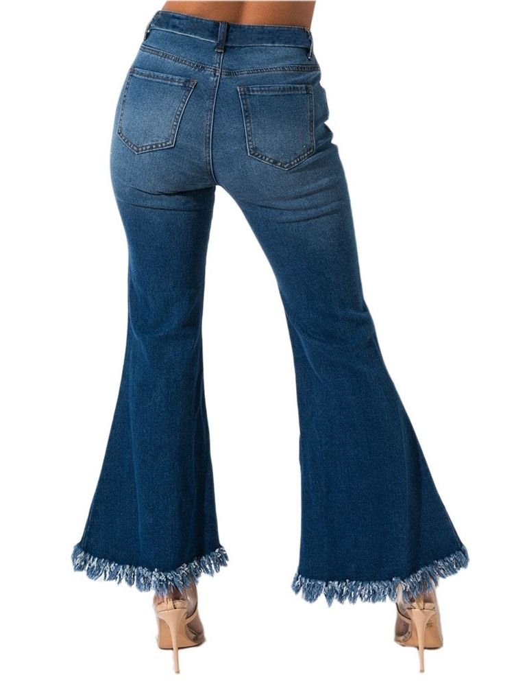 Vanlig Hull For Kvinner Bellbottoms Slim Mid Waist Jeans