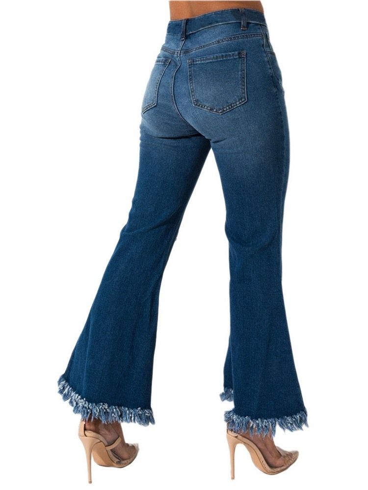 Vanlig Hull For Kvinner Bellbottoms Slim Mid Waist Jeans