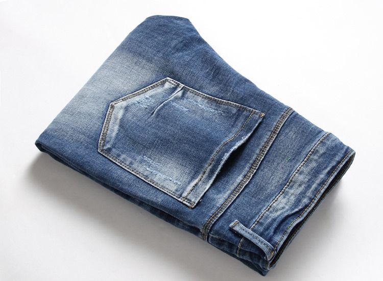 Vanlig Slitt Glidelås Casual Menns Jeans