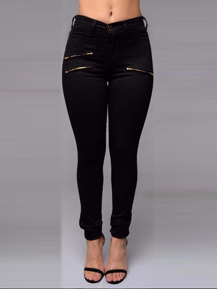 Vanlige Blyantbukser For Kvinner Glidelås Skinny Jeans