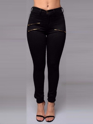 Vanlige Blyantbukser For Kvinner Glidelås Skinny Jeans