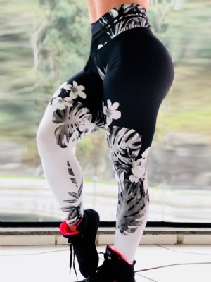 Blomstretrykk For Kvinner Pustende Gym Sports Fitness Yoga Bukser Tiktok Leggings Med Høy Midje