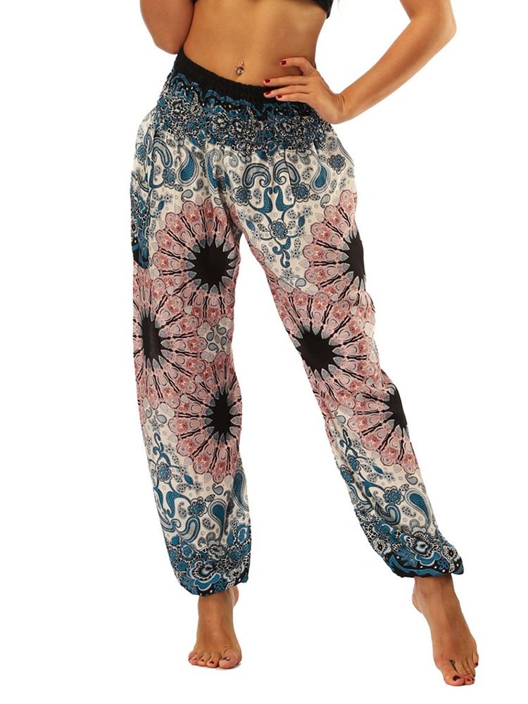 Bohemian Floral Print Yoga Harem Pants For Kvinner