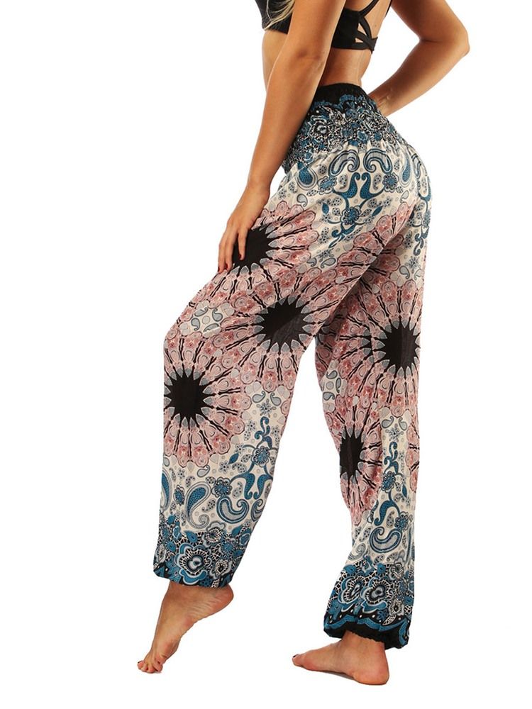 Bohemian Floral Print Yoga Harem Pants For Kvinner