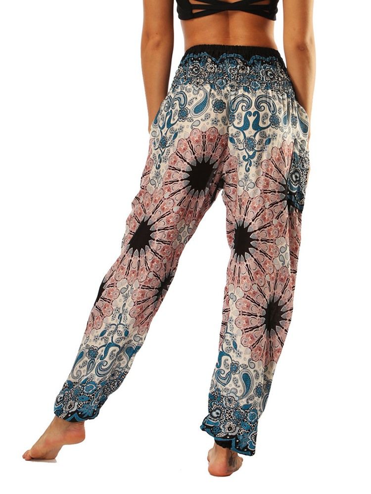 Bohemian Floral Print Yoga Harem Pants For Kvinner