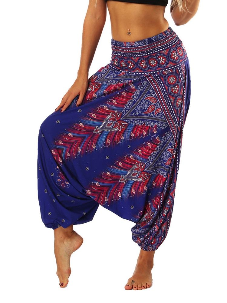 Bohemian Geometry Print For Kvinner Looseyoga Harem Pants