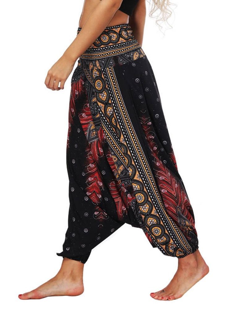 Bohemian Geometry Print For Kvinner Yoga Harem Jogger Pants