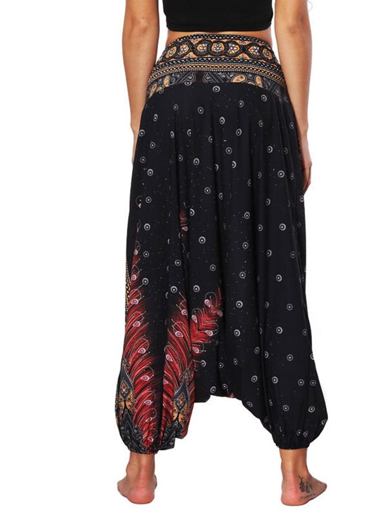 Bohemian Geometry Print For Kvinner Yoga Harem Jogger Pants