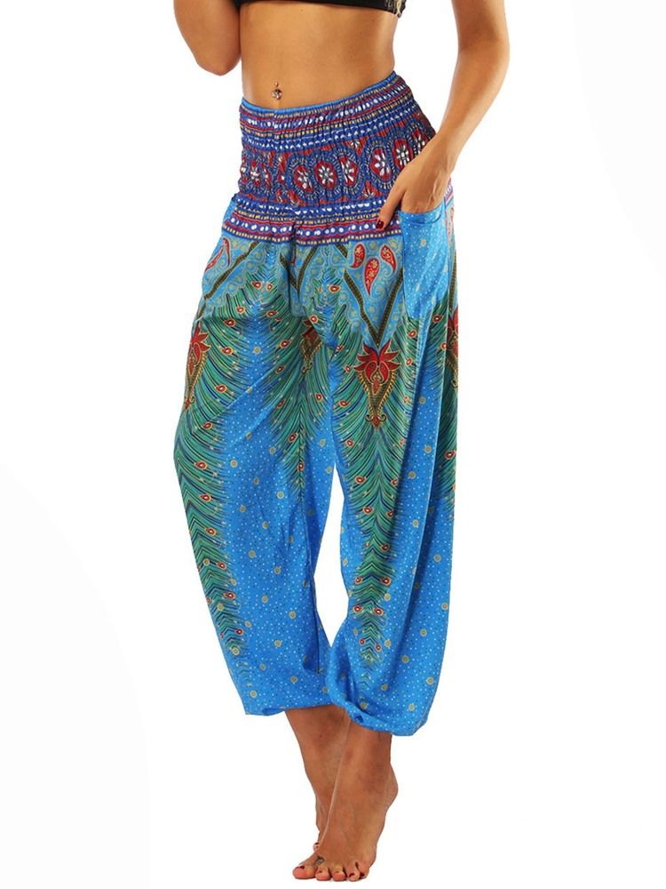 Boho Print Geometric Street Dance Yoga Bukser For Kvinner