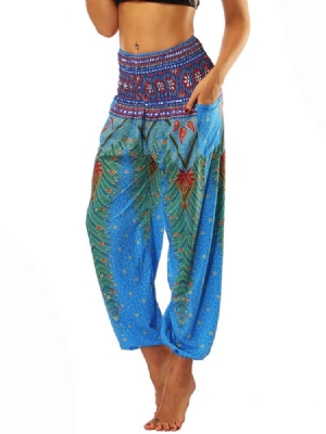 Boho Print Geometric Street Dance Yoga Bukser For Kvinner