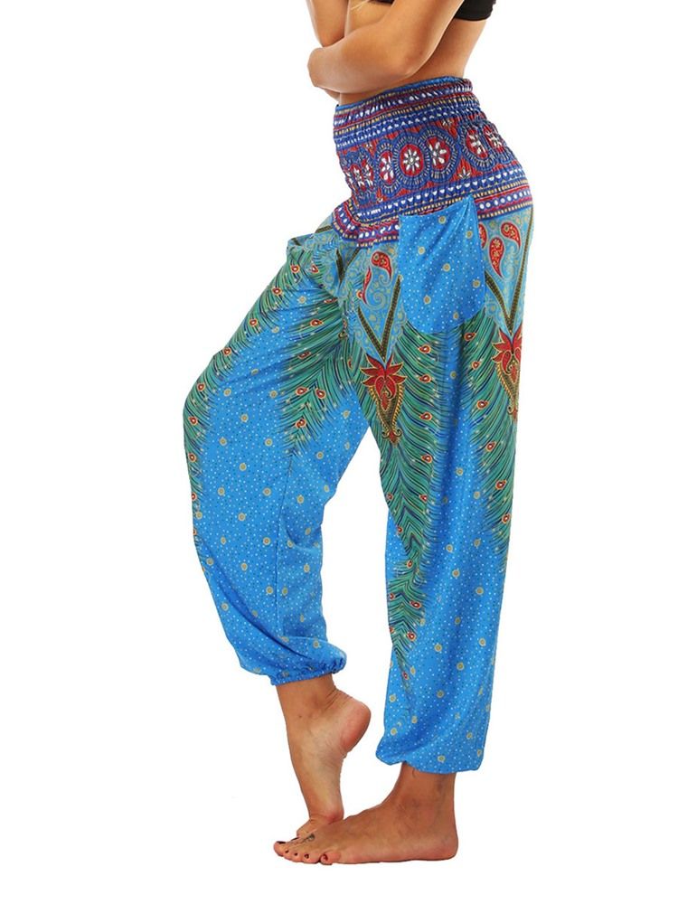 Boho Print Geometric Street Dance Yoga Bukser For Kvinner