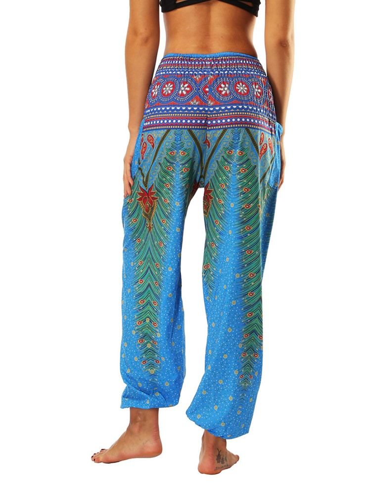 Boho Print Geometric Street Dance Yoga Bukser For Kvinner