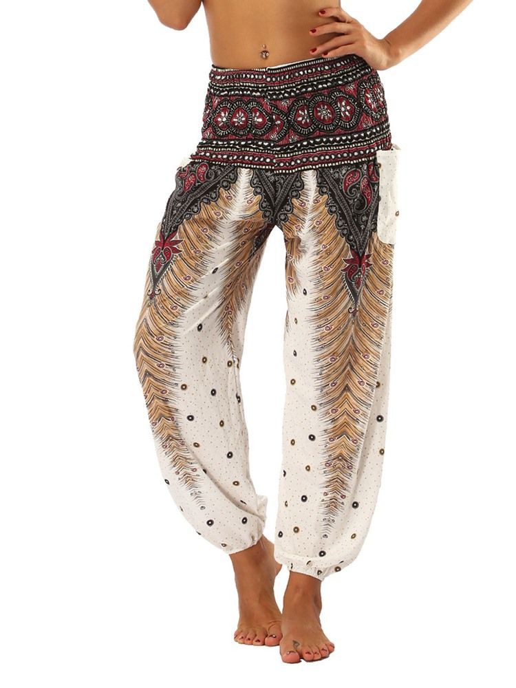 Boho Print Geometric Summer Yoga Harem Pants For Kvinner