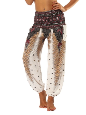 Boho Print Geometric Summer Yoga Harem Pants For Kvinner