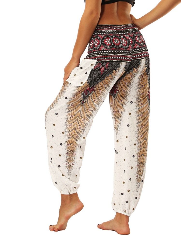 Boho Print Geometric Summer Yoga Harem Pants For Kvinner