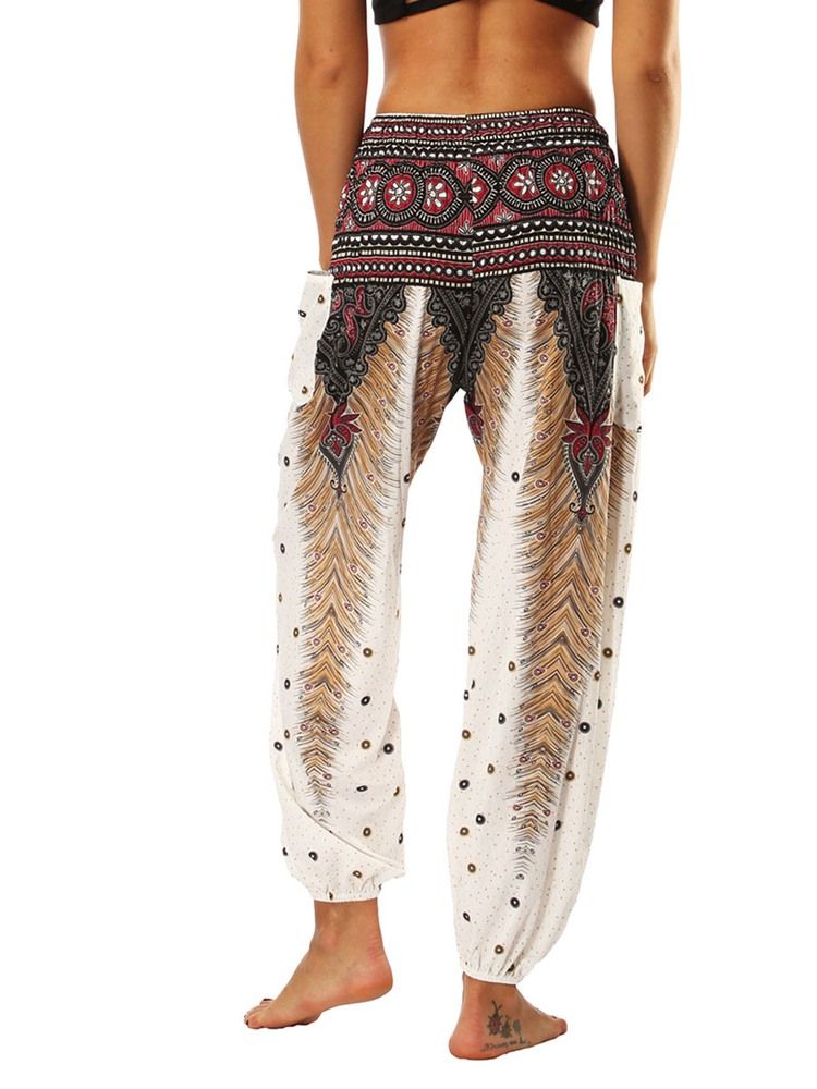 Boho Print Geometric Summer Yoga Harem Pants For Kvinner