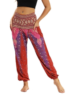 Boho Print Geometric Yoga Harem Pants For Kvinner