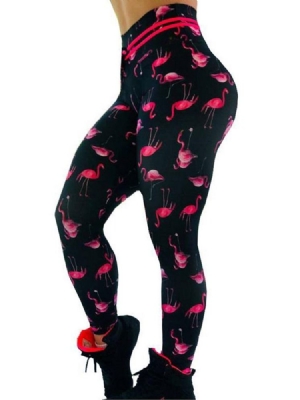 Flamingo-trykk For Kvinner Animal Fitness Gym Sports Yoga Leggings Yoga Pants High Waist Tiktok Leggings