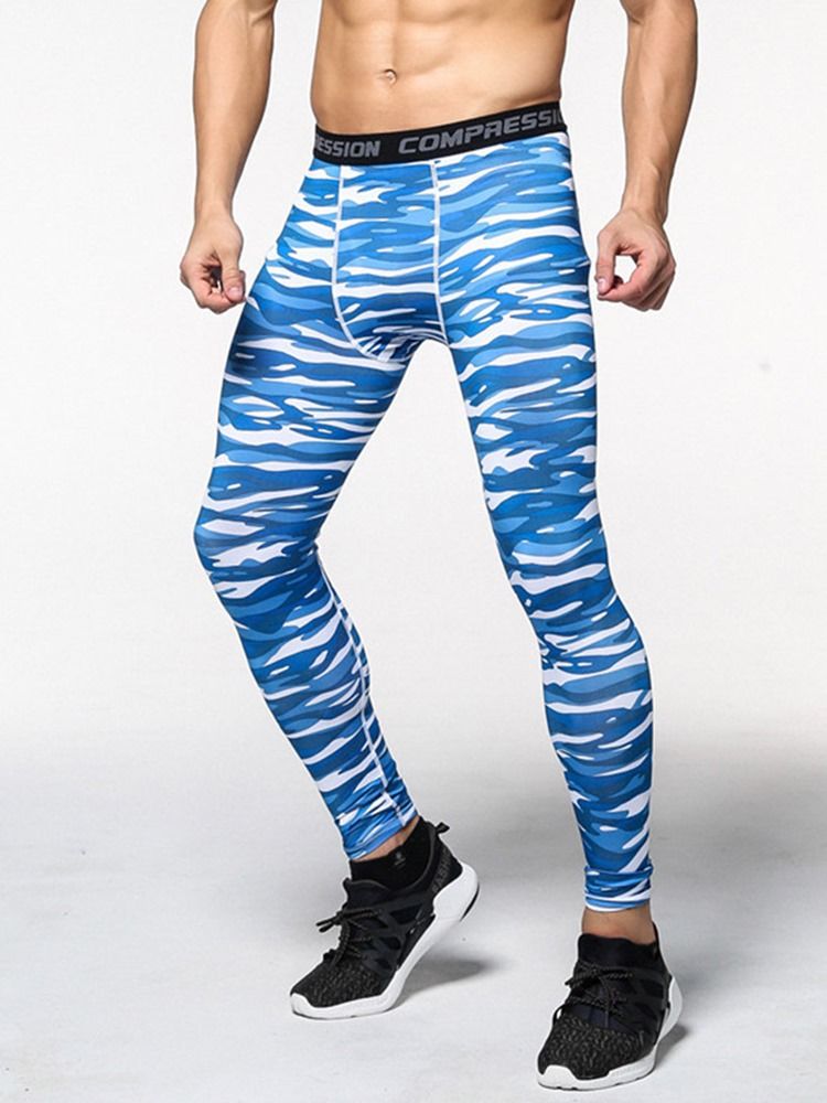 Herre Stripe Quick Dry Print Ankel Lengde Sportsbukser