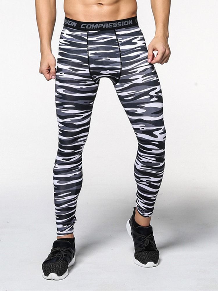 Herre Stripe Quick Dry Print Ankel Lengde Sportsbukser