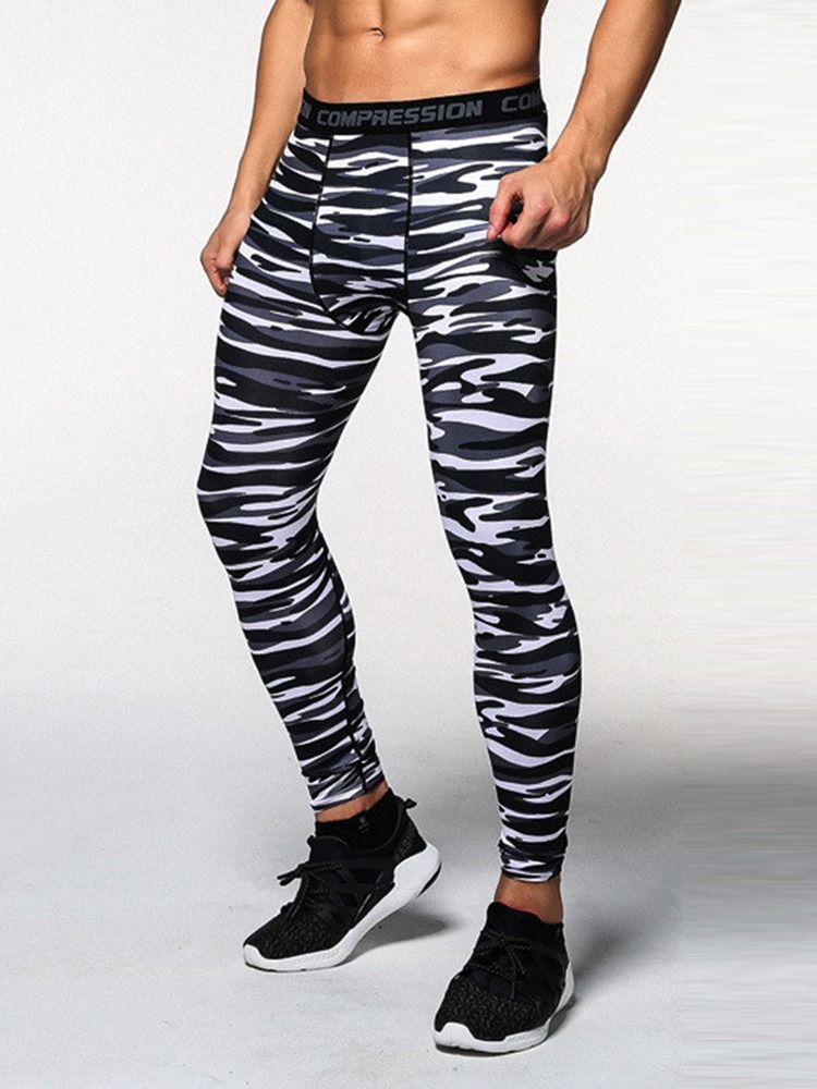 Herre Stripe Quick Dry Print Ankel Lengde Sportsbukser