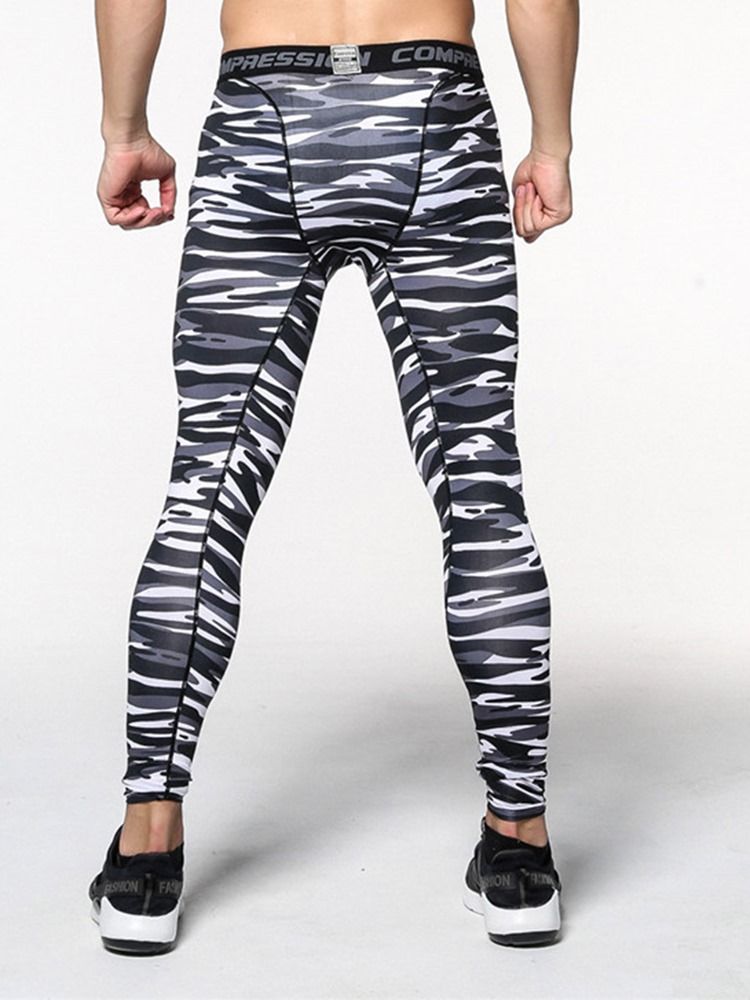 Herre Stripe Quick Dry Print Ankel Lengde Sportsbukser