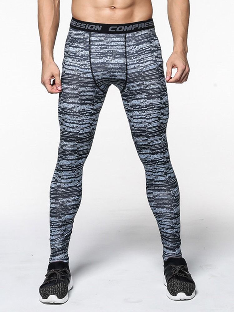 Herre Stripe Quick Dry Print Ankel Lengde Sportsbukser